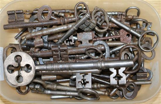 A collection of old large keys largest 19cm
